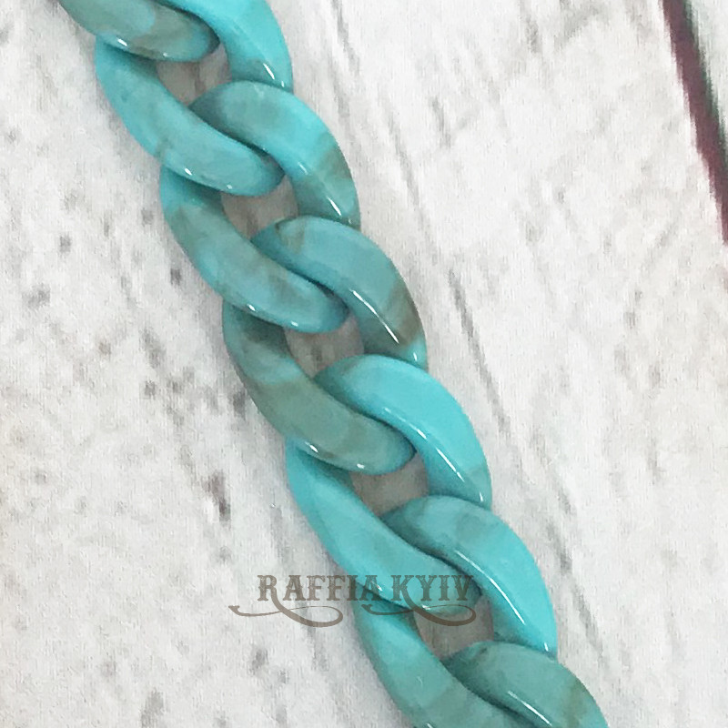 Turquoise acrylic chainlet, 21 mm