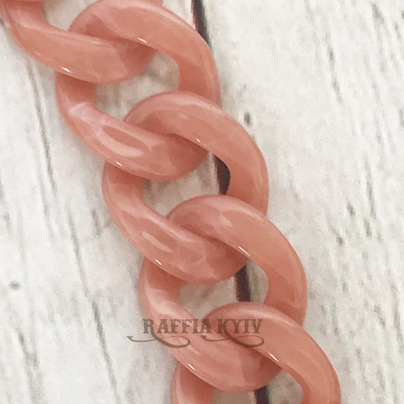 Coral acrylic chainlet, 33 mm