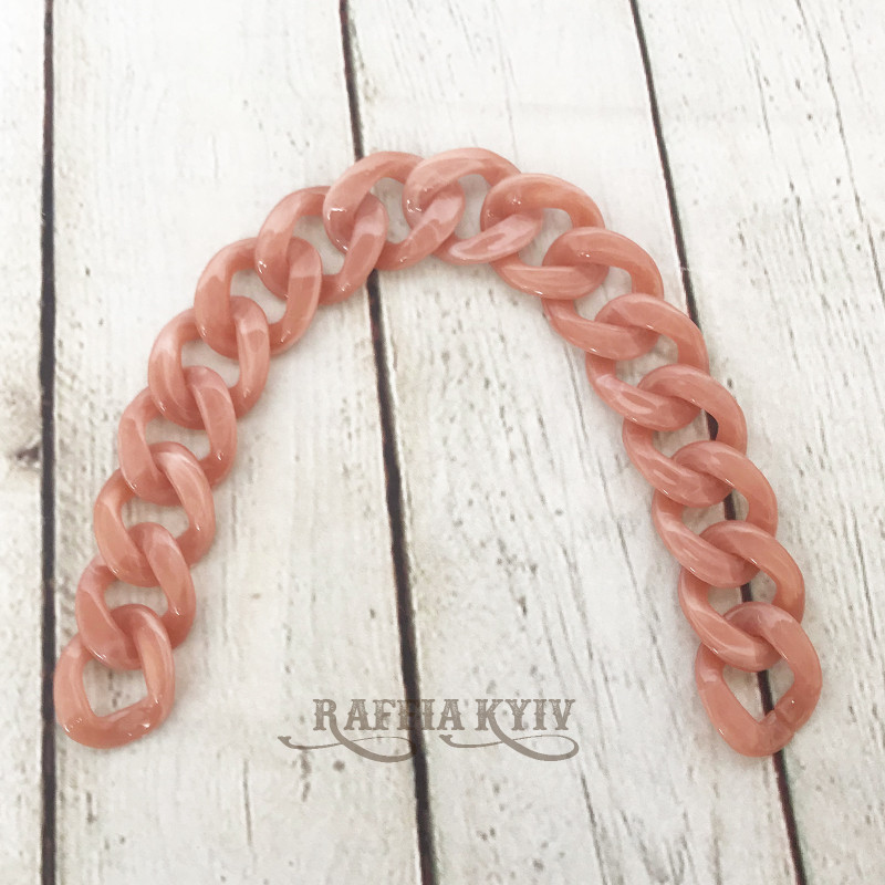 Coral acrylic chainlet, 33 mm