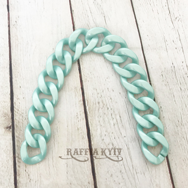 Mint of pearl acrylic chainlet, 33 mm