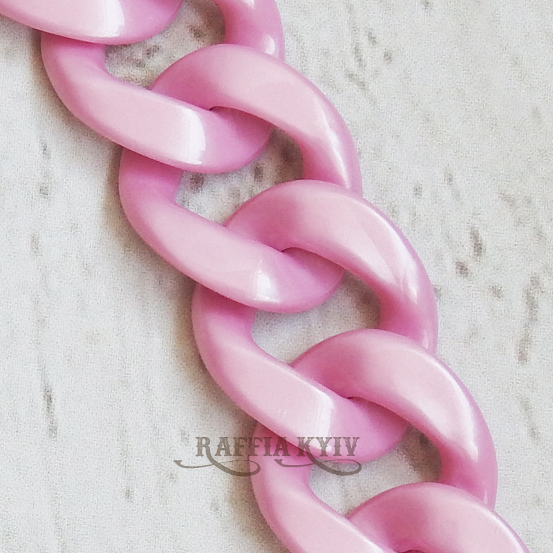 Pink of pearl acrylic chainlet, 33 mm