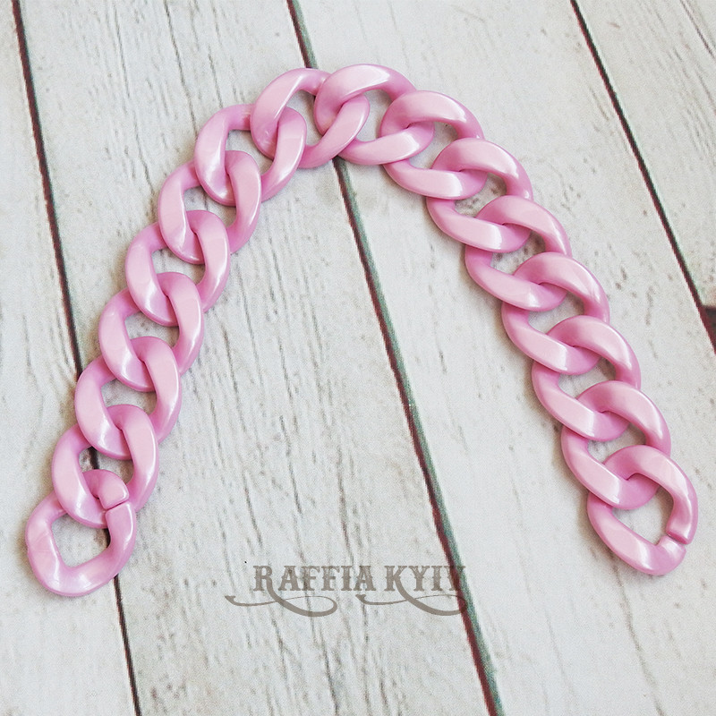 Pink of pearl acrylic chainlet, 33 mm