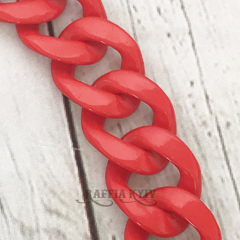 Red acrylic chainlet, 33 mm