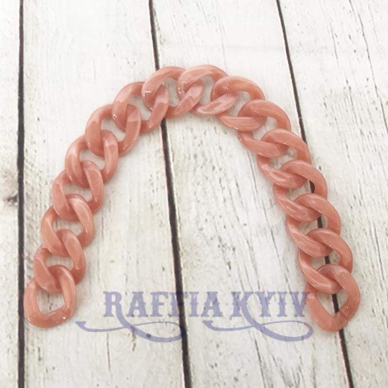 Coral acrylic chainlet, 33 mm