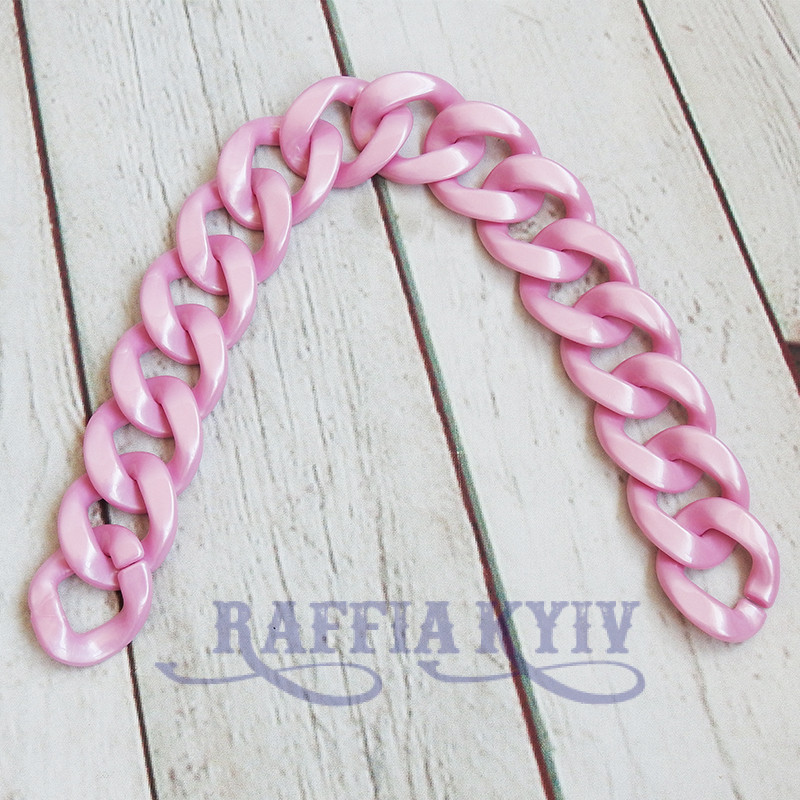 Pink of pearl acrylic chainlet, 33 mm