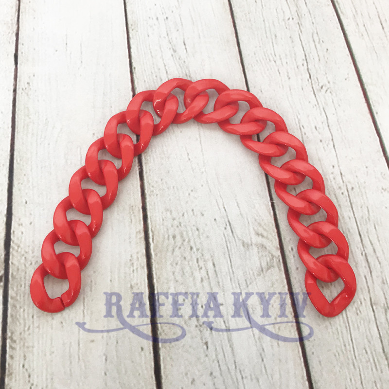 Red acrylic chainlet, 33 mm