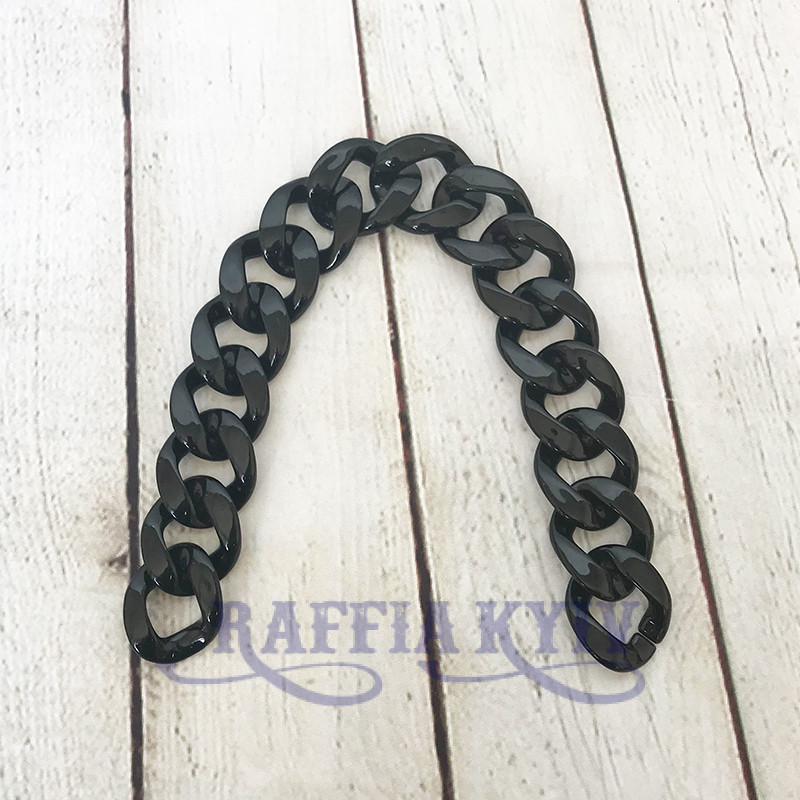 Black acrylic chainlet, 33 mm