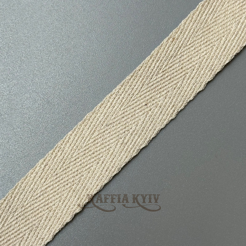 Unbleached welted keeper tape, 20 mm