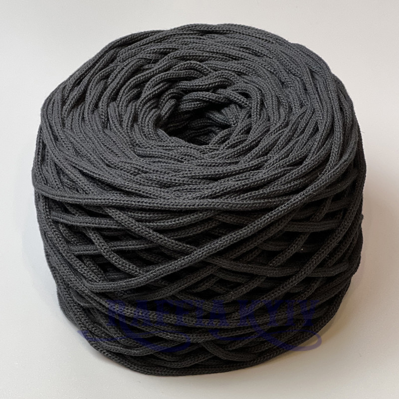 Черный хлопковый плетеный круглый шнур, 4 мм
