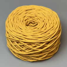 Bright yellow cotton braided round cord, 4 mm