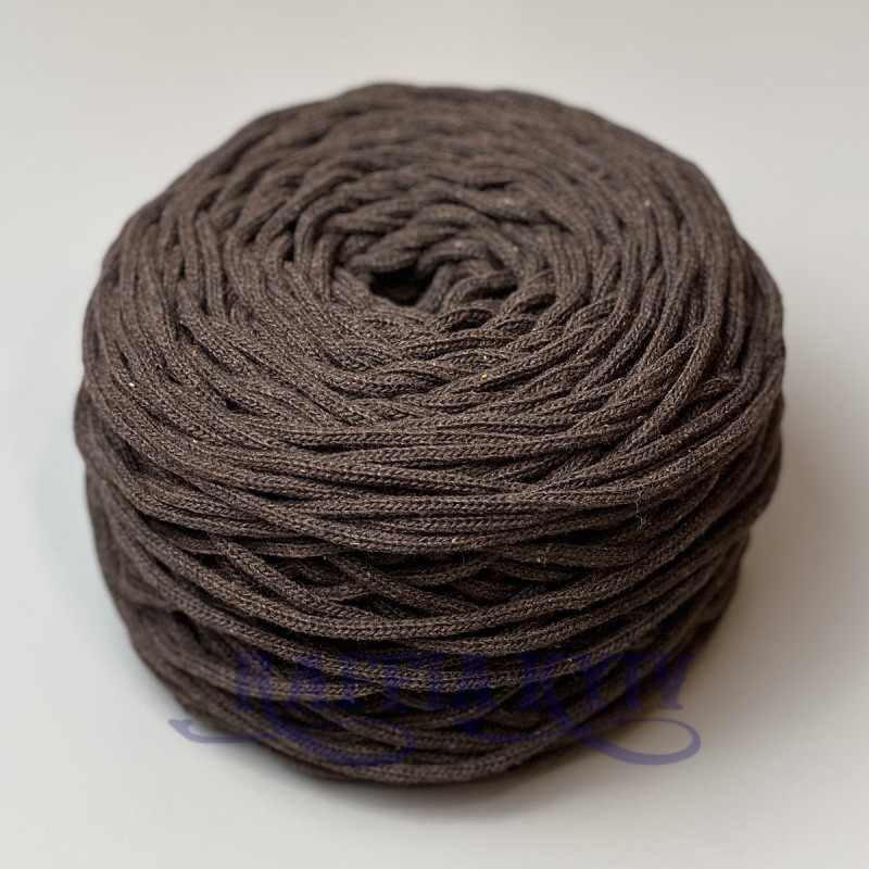 Коричневый хлопковый плетеный круглый шнур, 4 мм