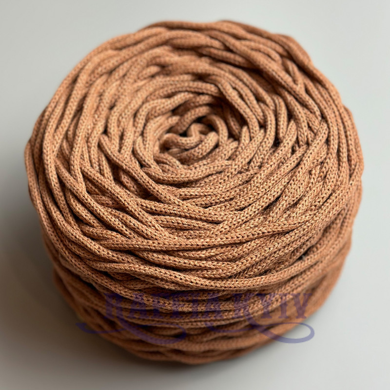Cinnamon cotton braided round cord, 4 mm
