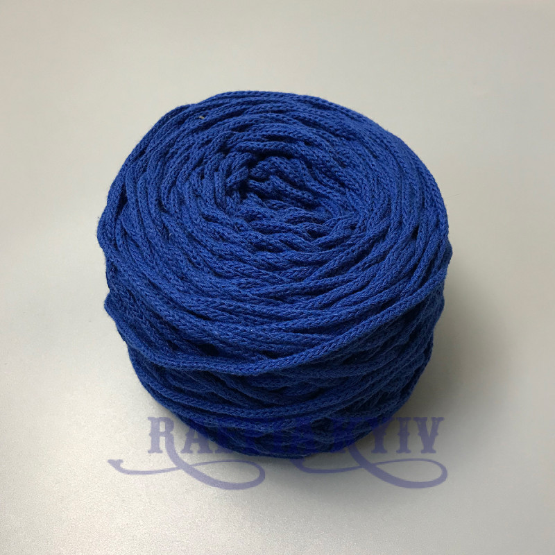 Синій бавовняний плетений круглий шнур, 3 мм