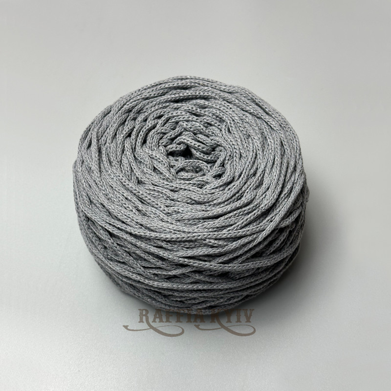 Dark grey cotton braided round cord, 3 mm