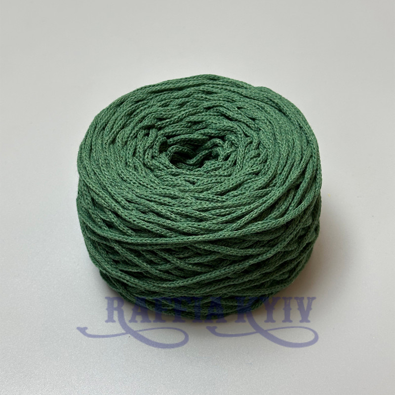 Emerald cotton braided round cord, 3 mm