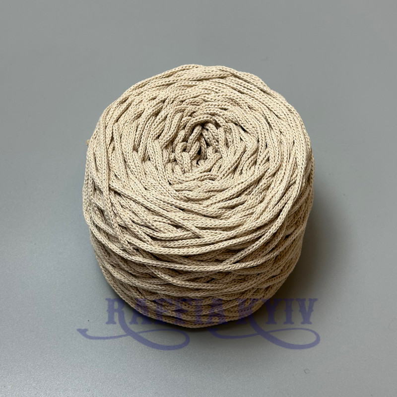 Имбирь хлопковый плетеный круглый шнур, 3 мм.