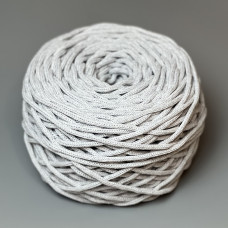 Светло-серый хлопковый плетеный круглый шнур, 4 мм