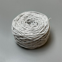 Light grey cotton braided round cord, 3 mm