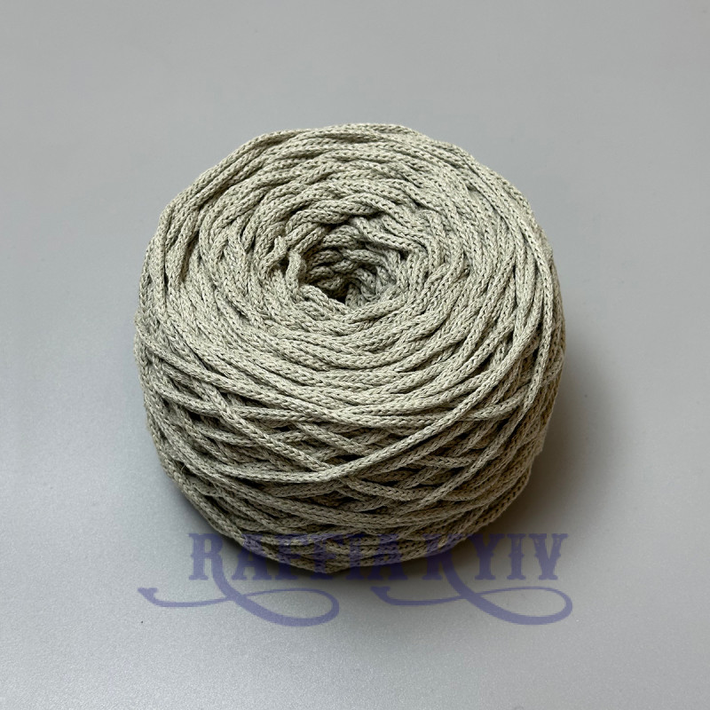 Light olive cotton braided round cord, 3 mm