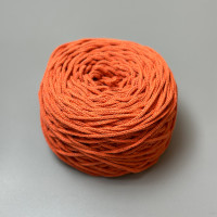 Orange cotton braided round cord, 3 mm