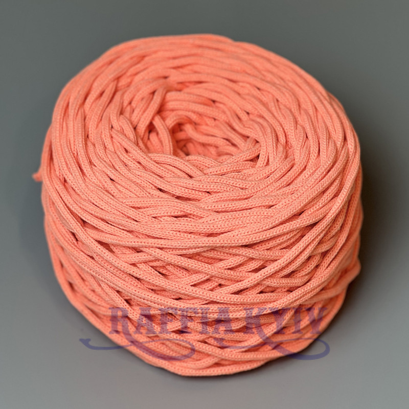 Peach cotton braided round cord, 4 mm