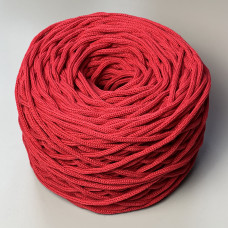 Red cotton braided round cord, 4 mm