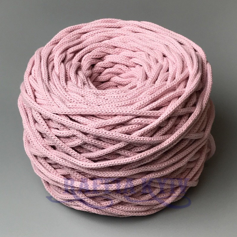 Розовый хлопковый плетеный круглый шнур, 4 мм