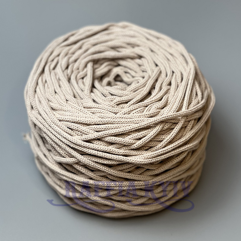 Sand cotton braided round cord, 4 mm