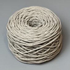 Sand beige cotton braided round cord, 4 mm
