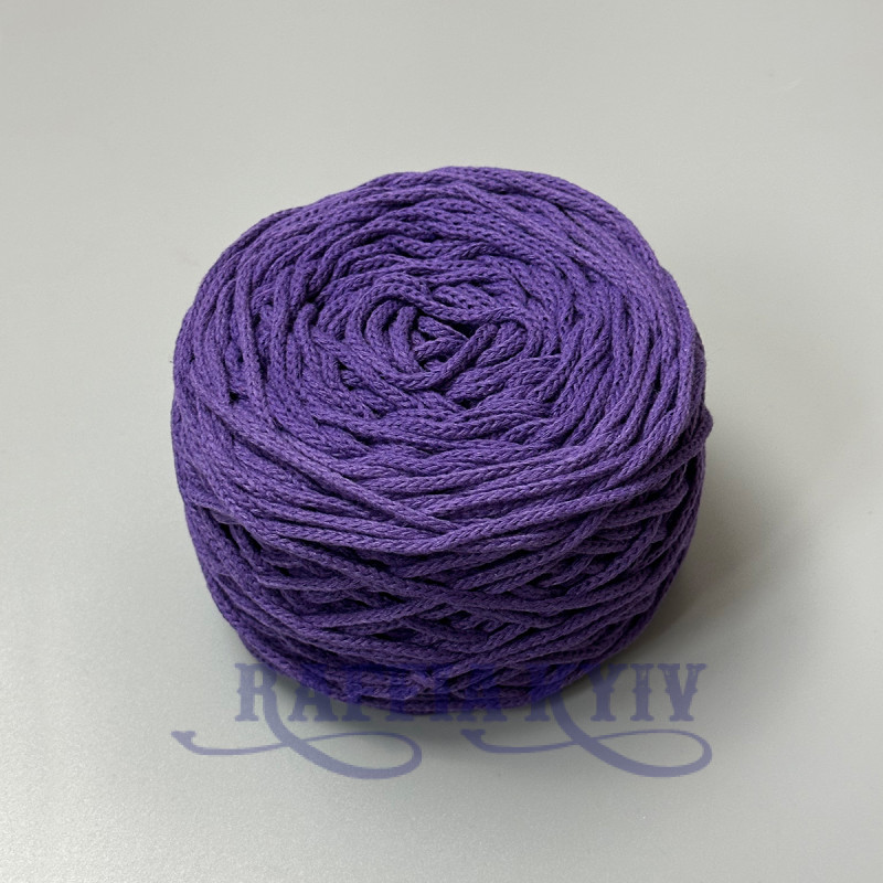 Фиолетовый хлопковый плетеный круглый шнур, 3 мм