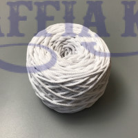 White cotton braided round cord, 3 mm