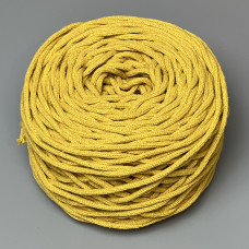 Yellow cotton braided round cord, 4 mm