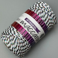 White Istanbul cotton and colorful lurex cord, 4 mm