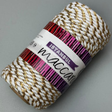 White Istanbul cotton and gold lurex cord, 4 mm