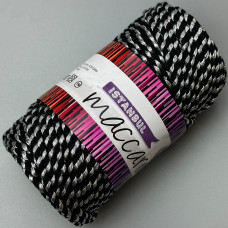 Чорний бавовняний із срібним люрексом шнур Istanbul, 4 мм