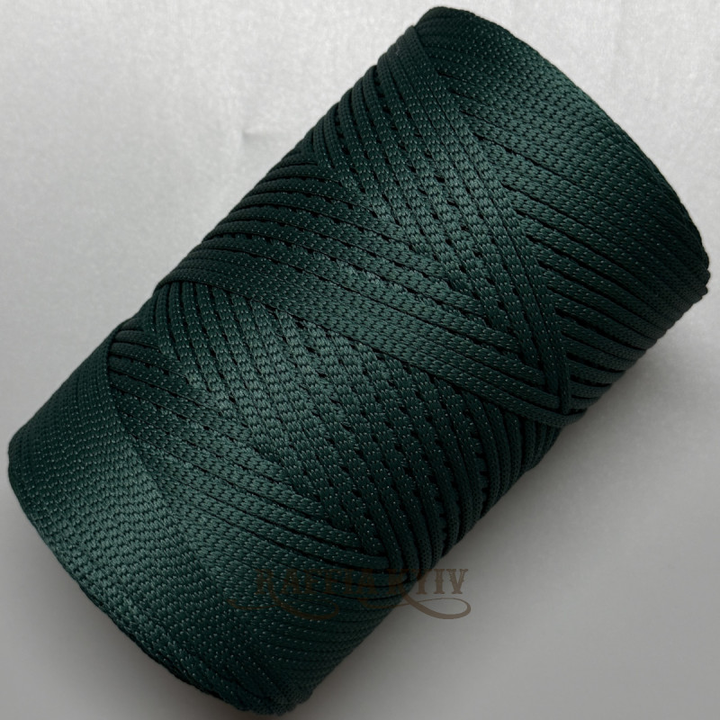 3 mm soft ribbon Emerald polyester cord