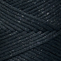Чорний бавовняний шнур з люрексом, 2 мм