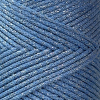 Blue cotton cord with lurex, 2 mm