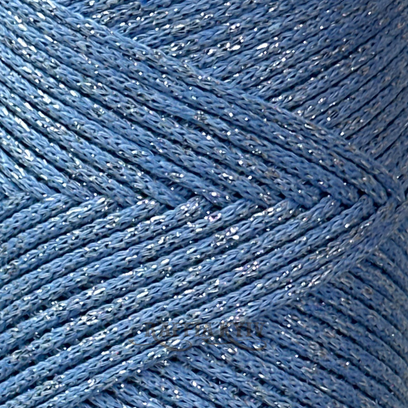 Голубой хлопковый шнур Raffia™ Kyiv с люрексом для макраме и вязания, 2 мм