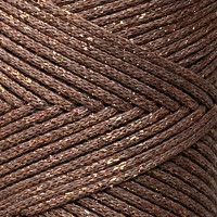 Коричневый хлопковый шнур с люрексом, 2 мм