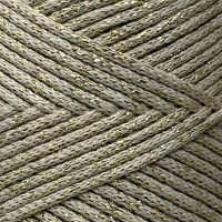 Крем хлопковый шнур с золотым люрексом, 2 мм