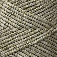 Крем хлопковый шнур с золотым люрексом, 2 мм