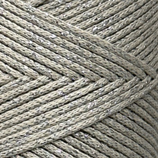 Крем хлопковый шнур с серебряным люрексом, 2 мм