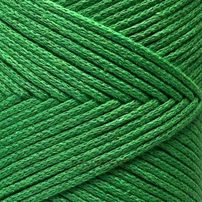 Grass Green cotton cord Raffia™ Kyiv for macrame and knitting, 2 mm