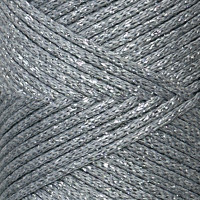 Сірий бавовняний шнур з люрексом, 2 мм