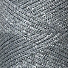 Сірий бавовняний шнур з люрексом, 2 мм