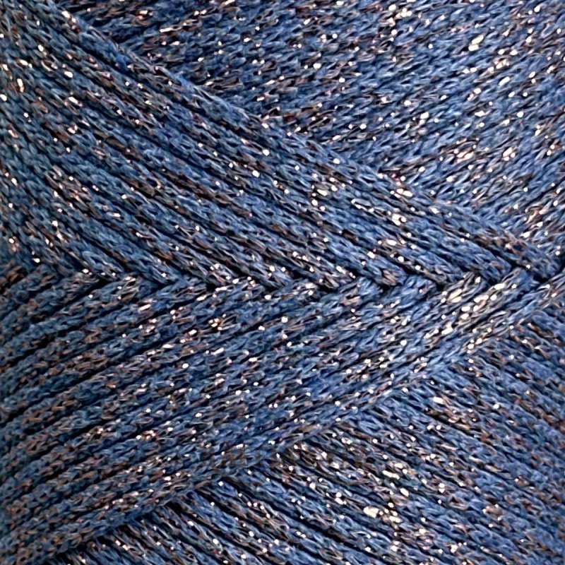 Джинс бавовняний шнур Raffia™ Kyiv з мідним люрексом для макраме та в'язання, 2 мм