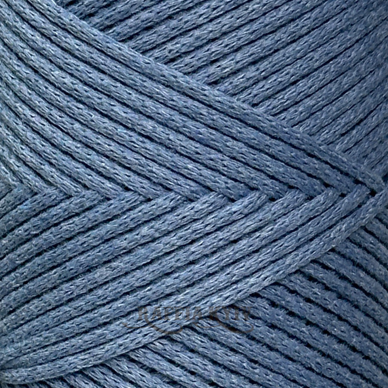 Светлый джинс хлопковый шнур Raffia™ Kyiv для макраме и вязания, 2 мм