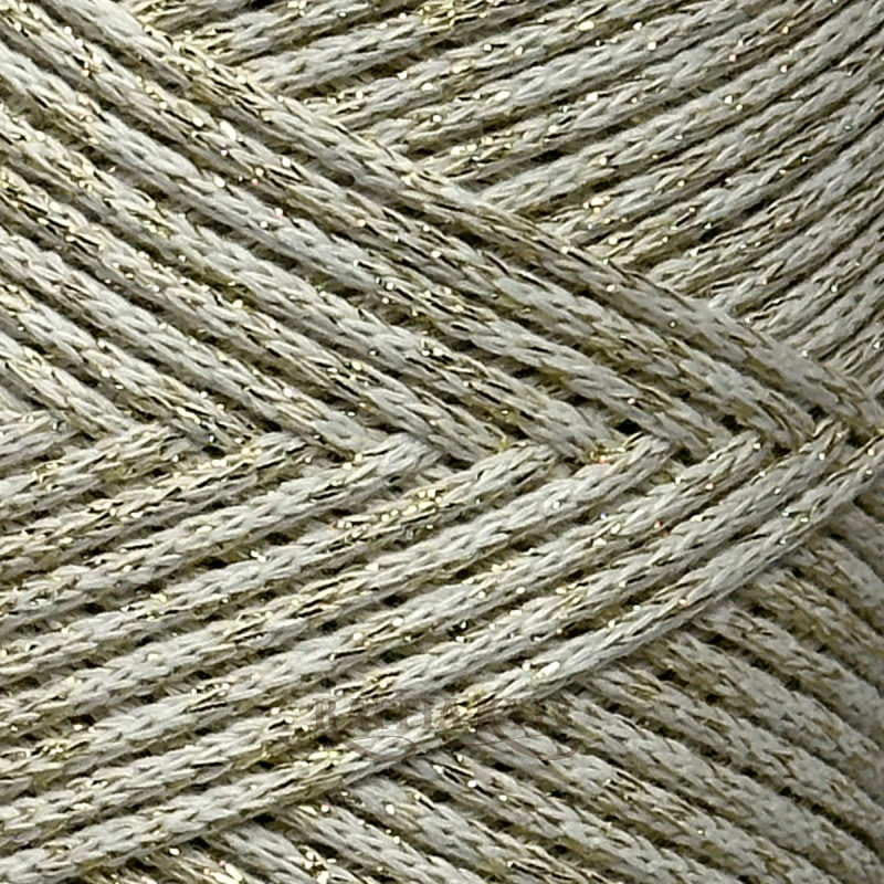 Светлый тауп хлопковый шнур Raffia™ Kyiv с люрексом для макраме и вязания, 2 мм