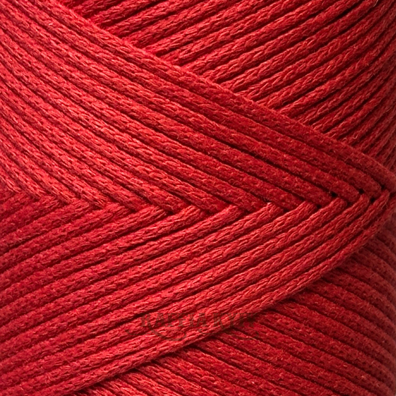 Red cotton cord Raffia™ Kyiv for macrame and knitting, 2 mm